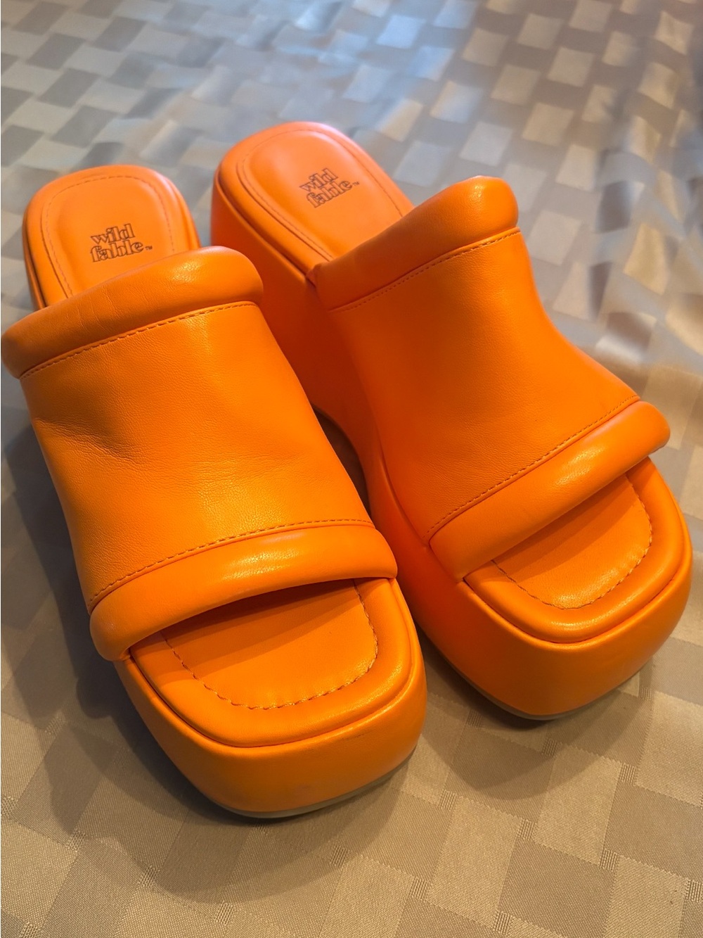 wild fable Bright Orange Platform Slide Mules